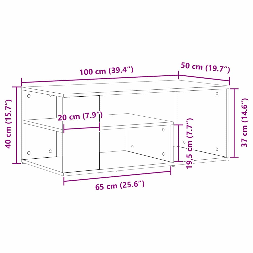 Table Basse 100 X 50 X 40 Cm Bois D'ingénierie